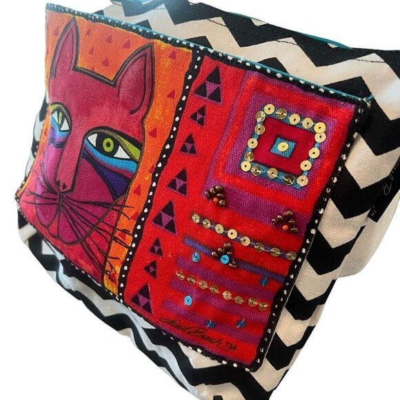 Laurel Burch Sun ‘n Sand Feline Cat Canvas Shoulder Crossbody Purse NWT - Picture 3 of 11